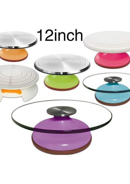 Çift Taraflı 12CM15CM Stili Kek Standı Zanaat Döner Tabla Platformu Alüminyum Alaşımlı Doğum Günü Pastası Döner Tabla Plastik Döner Tabla Cam Döner Tabla Pişirme (Yurt Dışından)