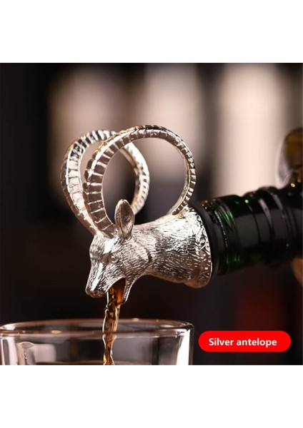 Gümüş Antilop Tarzı Yeniden Kullanılabilir Çinko Alaşımlı Mühürlü Şarap Tıpa 3D Hayvan Geyik Kafası Plastik Dökücü Bacalı Şişe Tıpaları Şampanya Barı Araçları Parti Hediyeleri (Yurt Dışından)