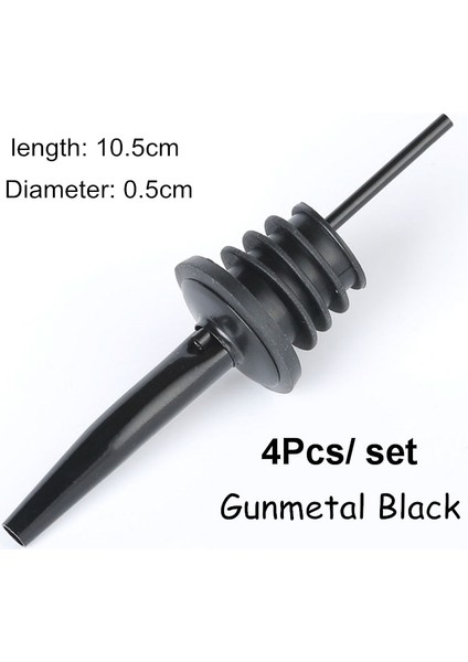 4 Adet Siyah Stil Paslanmaz Çelik Viski Likör Yağı Şarap Şişesi Dökücü Kapağı Bacalı Stoper Ağız Dağıtıcı Barmen Ev Barı Parti Aksesuarları (Yurt Dışından)