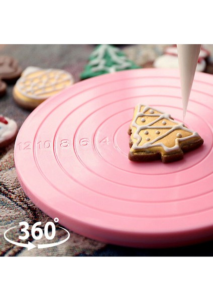 Pembe Tarzı Yuvarlak 360 Derece Dönen Pasta Süsleme Döner Tabla Yuvarlak Pembe Döner Oymalı Şekil Döner Tablalar Döner Kek Standı Pişirme Tabağı (Yurt Dışından)