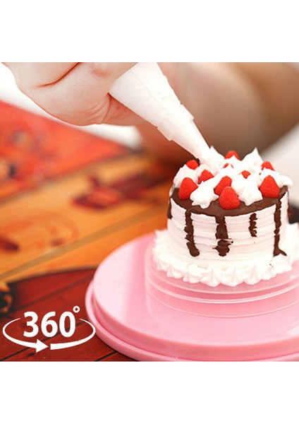Pembe Tarzı Yuvarlak 360 Derece Dönen Pasta Süsleme Döner Tabla Yuvarlak Pembe Döner Oymalı Şekil Döner Tablalar Döner Kek Standı Pişirme Tabağı (Yurt Dışından)