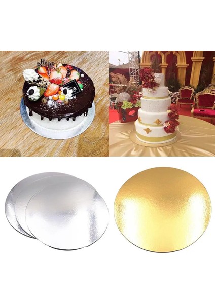 4 Inç Altın Tarzı Inç Altın Yuvarlak Kek Tahtası Daire Tabanı Cupcakes Standı Kağıt Kutuları Gömlekleri Parti Pasta Pişirme Mat Süslemeleri (Yurt Dışından) fırsatları
