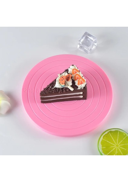 Pembe Tarzı Yuvarlak 360 Derece 14CM Mini Döner Döner Kek Döner Tabla Kek Kurabiye Dekorasyon Elegnt Elle Masa Kek Standı Kaymaz Taban (Yurt Dışından)