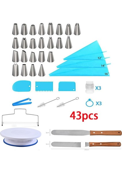 Döner Tabla 40 Adet Set Stili Dıy Kek Döner Tabla Kek Dekorasyon Araçları Kiti Döner Tabla Pişirme Aracı G Nozul G Çanta Seti Pişirme Malzemeleri Setleri (Yurt Dışından)
