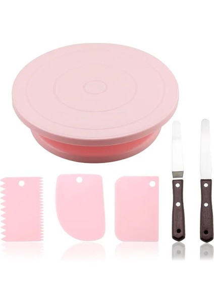 Pembe Set Stili Et Plastik Kek Döner Tabla Döner Kek Plastik Hamur Pasta Süsleme Kremi Standı Döner Tabla Dıy Tava Pişirme Aracı (Yurt Dışından)