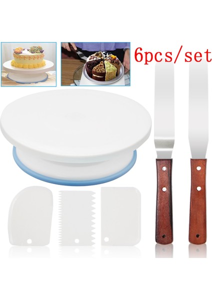 AŞÇI002102006 Tarzı 10 Inç Kek Standı Döner Tabla Kek Için Döner Taban Plastik Hamur Bıçağı Dekorasyon Kremalı Kek Standı Kek Döner Döner Tabla Mümkün (Yurt Dışından)