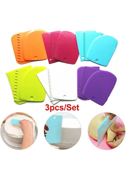 Beyaz Kek Kesici Stili 3 Adet Hamur Kek Kesici + Kek Şap Ayarlanabilir Yükseklik Kazıyıcı Kenar Pürüzsüz Dıy Kek Dekor Seviye Dönen Kek Kazıyıcı (Yurt Dışından) modelleri