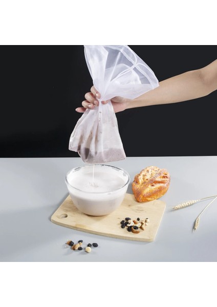 Bej Tarzı Yeniden Kullanılabilir Bez Filtre Torbası Örgü Pamuklu Naylon Torba Gıda Sınıfı Süzgeç Çantası Somun Süt Kahve Suyu Için Ipli (Yurt Dışından)