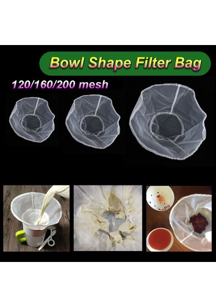 200 Gözlü L Tarzı Mesh Ince Örgü Şarap Süzgeç Suyu Soya Sütü Fındık Süt Çay Naylon Filtre Torbası Kase Şekli Pişirme Gıda Kahve Filtresi (Yurt Dışından)