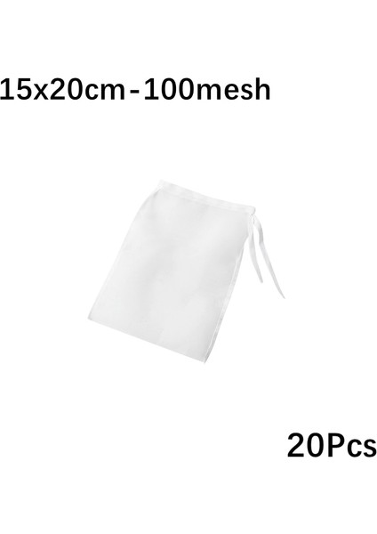 15X20-100 Ağ Stili 20 Adet Somun Süt Torbası Çok Boyutlu Gıda Sınıfı Yeniden Kullanılabilir Naylon Soya Sütü Filtre Torbaları Gıda Süzgeci Ince Örgü Brew Kahve Filtre Torbası (Yurt Dışından)