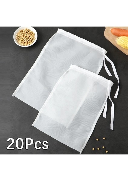 15X20-100 Ağ Stili 20 Adet Somun Süt Torbası Çok Boyutlu Gıda Sınıfı Yeniden Kullanılabilir Naylon Soya Sütü Filtre Torbaları Gıda Süzgeci Ince Örgü Brew Kahve Filtre Torbası (Yurt Dışından) modelleri