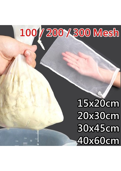 12X15CM Tarzı 300 Ağ 48 Mikron Somun Süt Torbası Yeniden Kullanılabilir Badem Sütü Torbası Süzgeç Ince Örgü Naylon Tülbent Cold Brew Kahve Su Filtresi Skimer Skimmer (Yurt Dışından)