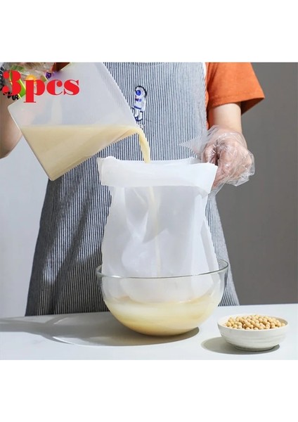 1 Adet Tarzı 20X30CM 3 Adet Yeniden Kullanılabilir Naylon Filtre Torbaları Soya Sütü Şarap Süzgeç Süt Somun Torbası Çay Kahve Yağı Yoğurt Filtresi Net Mesh Mutfak Gıda Filtresi Torbası (Yurt Dışından)