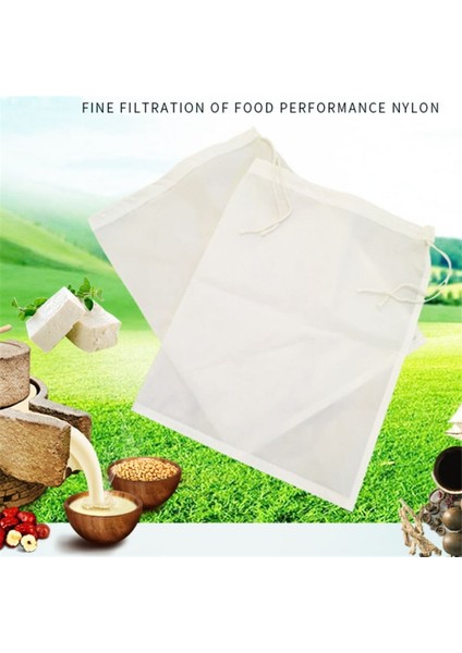 Beyaz Stil M 20X30CM Gıda Sınıfı Naylon Filtre Torbası Net 80MESH Çay Bira Süt Kahve Yağı Filtrasyon Süzgeç Örgü Mutfak Filtre Kumaş Çanta (Yurt Dışından)