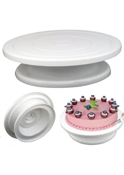 Pembe Tarzı Plastik Kek Tabağı Döner Döner Kaymaz Yuvarlak Kek Standı Kek Dekorasyon Döner Tabla Mutfak Dıy Tava Pişirme Aracı (Yurt Dışından)