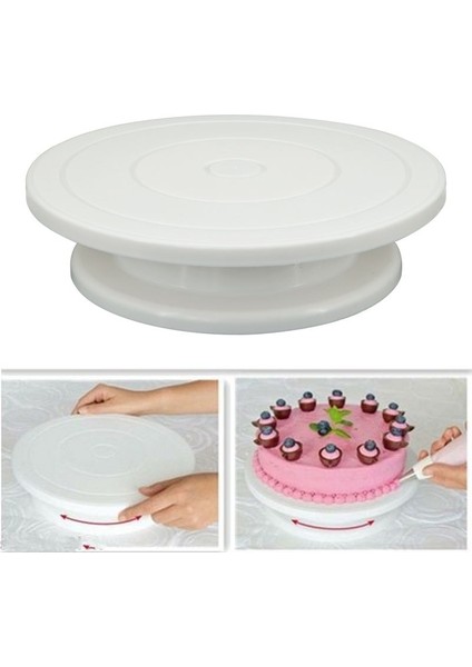 Pembe Stil Yuvarlak Kek Döner Tabla Mutfak Dıy Tava Pişirme Araçları Pişirme Kalıbı Yuvarlak Kek Dekorasyon Araçları Kaymaz Döner Tabla Kek Standı Forma De Bolo (Yurt Dışından)