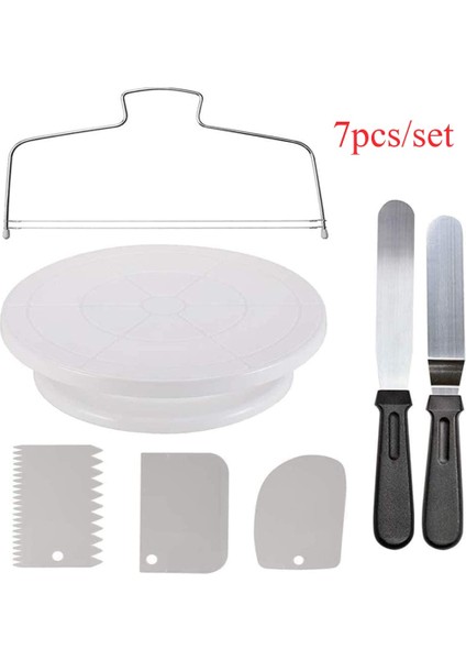7 Adet Set Stili Dıy Kek Pikap Pişirme Kalıbı Kek Tabağı Dönen Yuvarlak Kek Dekorasyon Araçları Döner Tabla Pasta Malzemeleri Pişirme Aksesuarları (Yurt Dışından)