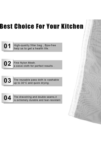 100 Mesh 15X20 cm Stili Mutfak Filtre Kumaş Torbalar Kahve Süt Çay Meyve Suyu Şarap Süzgeç Örgü Yeniden Kullanılabilir Naylon Filtre Torbası Net Sıvı Filtresi (Yurt Dışından)
