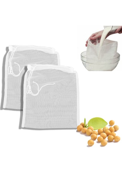 100 Mesh 15X20 cm Stili Mutfak Filtre Kumaş Torbalar Kahve Süt Çay Meyve Suyu Şarap Süzgeç Örgü Yeniden Kullanılabilir Naylon Filtre Torbası Net Sıvı Filtresi (Yurt Dışından)