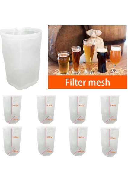 25X40 Stili 8 Boyutları Yerli Bira Bira Şarap Filtre Torbası Çay Kuruyemiş Suyu Süt Naylon Net Filtre Torbası Net Filtre Yeniden Kullanılabilir (Yurt Dışından)