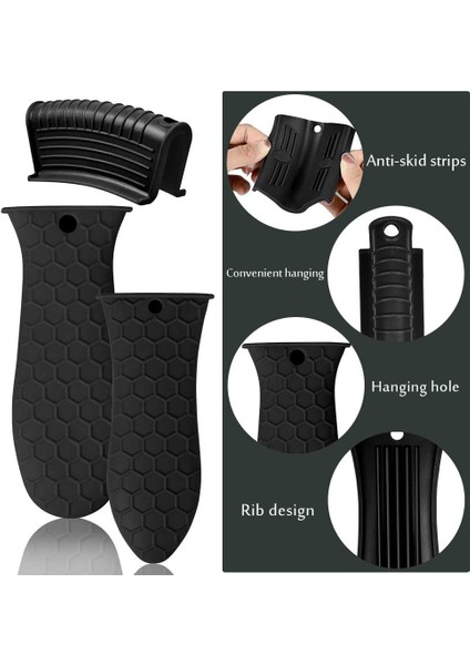 Siyah S Tarzı Silikon Isıya Dayanıklı Kapak Tencere Tava Kulp Tutacağı Potholder Dökme Mutfak Aksesuarları Demir Tava Kavrama Kol Kapağı (Yurt Dışından)