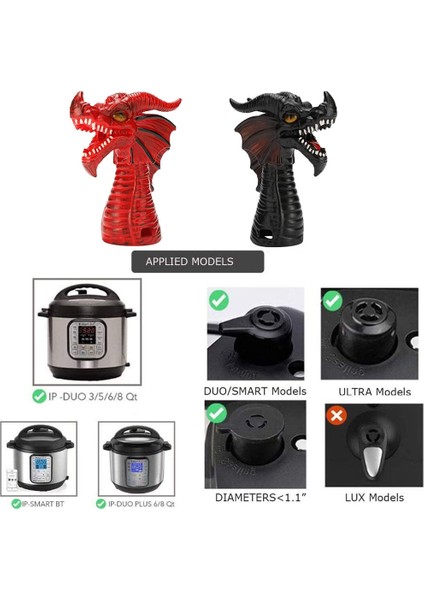 Kırmızı Stil Yangın Soluyan Ejderha Buhar Yönlendirici Basınç Tahliye Aksesuarı Uyumlu Anında Ninja Foodi Mutfak Malzemeleri Için Güveç Modelleri (Yurt Dışından) fırsatları