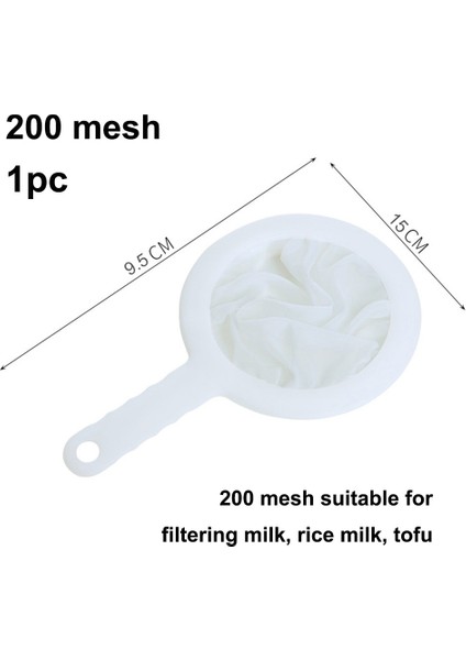 1 Adet 200 Örgü Stili Filtre Ultra-Ince Örgü Süzgeç Mutfak Naylon Örgü Filtre Kaşığı Soya Sütü Kahve Yoğurt Kırmızı Şarap Mutfak Aletleri Aksesuarları (Yurt Dışından)
