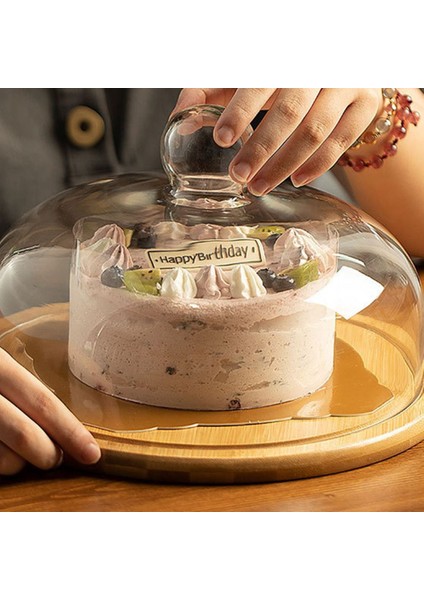 Ahşap Tarzı Ahşap Kek Standı Tatlı Tabağı Macaron Cupcake Servis Tepsisi Şeffaf Cam Kubbe Ekran Kapağı Gıda Kabı (Yurt Dışından) modelleri