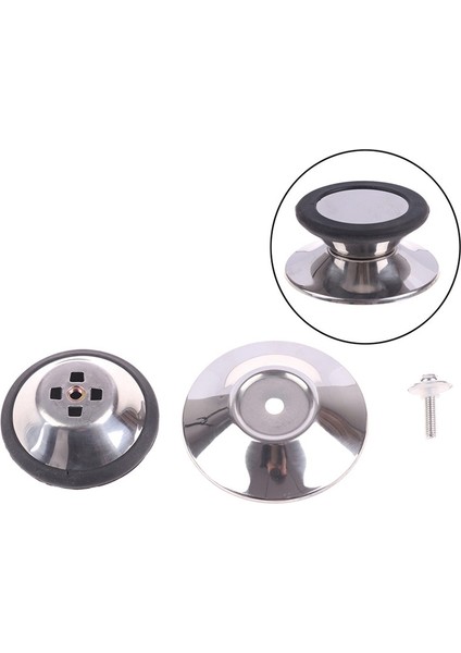 Siyah Stil Paslanmaz Çelik Kapak Kolu Mutfak Tencere Değiştirme Gereçleri Tencere Tava Kapak Tutma Düğmesi Vida Kolu 67*28MM (Yurt Dışından)