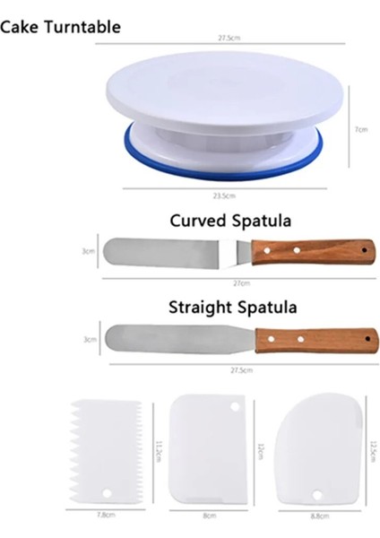 Resim Stili Olarak Yuvarlak Et Pp Plastik Döner Tabla Döner Kek Standı Hamur Pürüzsüz Spatula Döner Tabla Pişirme Fondan Kalıpları Kek Kalıbı Kek Araçları (Yurt Dışından)