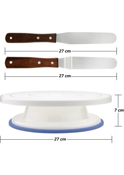 0924-SET-MAVI Tarzı Kek Standı Döner Tabla Kek Için Döner Taban Plastik Hamur Bıçağı Dekorasyon 10 Inç Kremalı Kek Stand Kek Döner Döner Tabla Kek (Yurt Dışından)