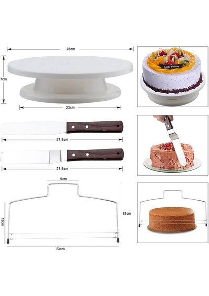 Set5 Stili Pasta Döner Tabla Seti Kek Dekorasyon Malzemeleri Pişirme Araçları Aksesuarları Fondan Için Döner Stand Krem Nozulları (Yurt Dışından) indirimleri