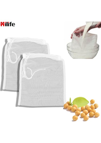 100 Mesh 15X20 cm Stili Mutfak Filtre Kumaş Torbalar Kahve Süt Çay Meyve Suyu Şarap Süzgeç Örgü Sıvı Filtresi Yeniden Kullanılabilir Naylon Filtre Torbası Net (Yurt Dışından)