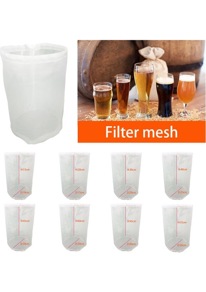 40X45 Stili 8 Boyutları Yerli Bira Bira Şarap Filtre Torbası Çay Kuruyemiş Suyu Süt Naylon Net Filtre Torbası Net Filtre Yeniden Kullanılabilir Mutfak Malzemeleri (Yurt Dışından)