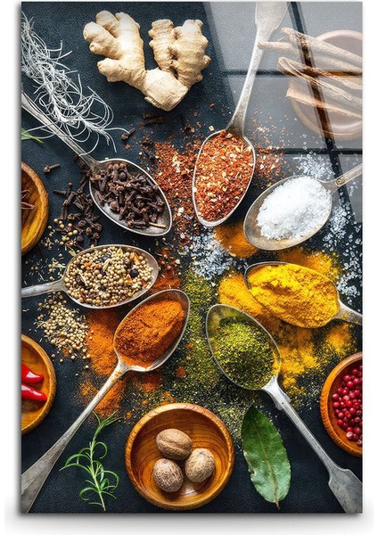 Kaşık Baharat Temperli Cam Duvar Tablosu