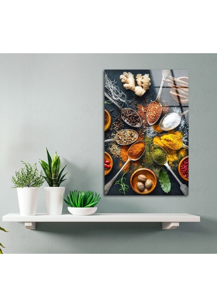 Kaşık Baharat Temperli Cam Duvar Tablosu modelleri