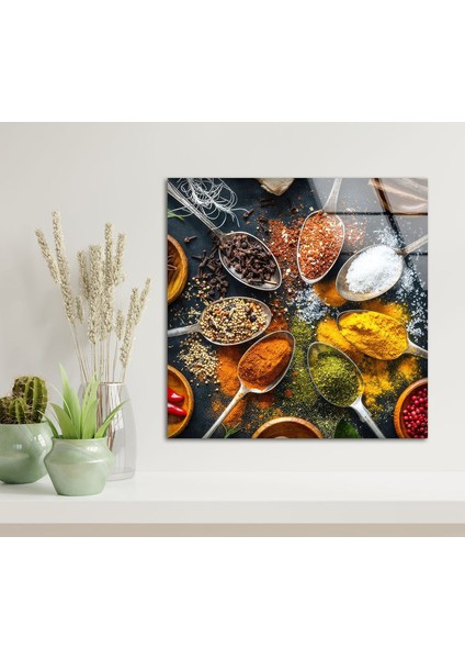 Kaşık Baharat Temperli Cam Duvar Tablosu indirimleri