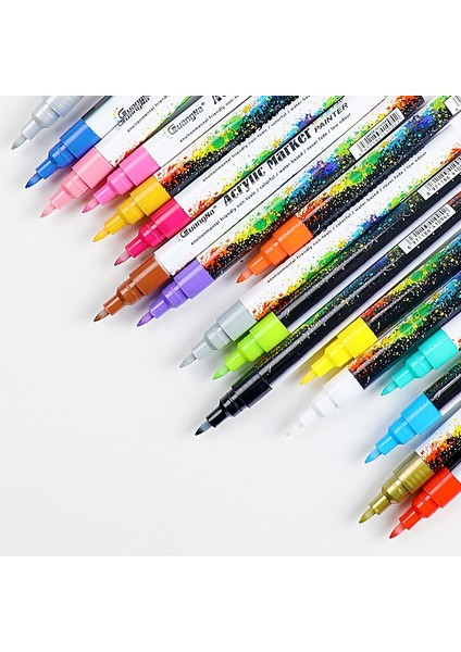 Kabuk Pembe Tarzı 35 Renk Akrilik Boya Marker Kalem Seramik Kaya Cam Porselen Kupa Ahşap Kumaş Tuval Boyama (Yurt Dışından)