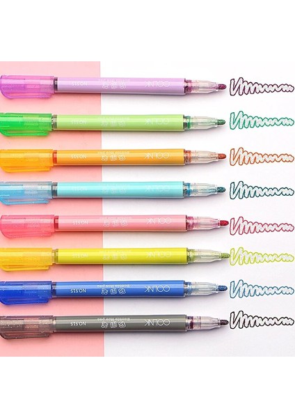 8 Renkler Çift Hat Sanatı Glitter Işaretleyici Kalem Dıy Günlüğü Albümü Kart Boyama Boya Anahat Grafiti Işaretleyici Kalem Sanat Malzemeleri (Yurt Dışından) modelleri