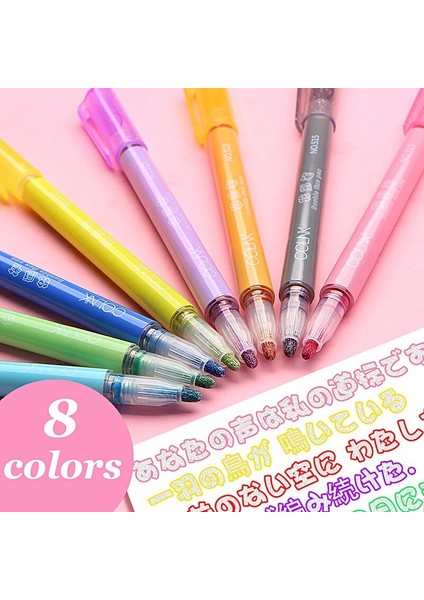 8 Renkler Çift Hat Sanatı Glitter Işaretleyici Kalem Dıy Günlüğü Albümü Kart Boyama Boya Anahat Grafiti Işaretleyici Kalem Sanat Malzemeleri (Yurt Dışından) fırsatları