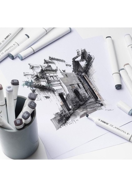 Serin Gri Stil Touchnew Art Marker Çift Uçlu Alkol Bazlı Mürekkep Nötr Gri Renk Kroki Grafik Çizim Için Gri Tonlar (Yurt Dışından) modelleri