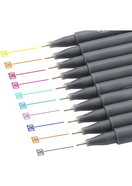 10 Renk Mermi Günlük Malzemeleri Fineliner Set Liner Kalemler Eskiz Marker Kalem Cetvel Kalemi Dessin Tiralineas Tekenen (Yurt Dışından)