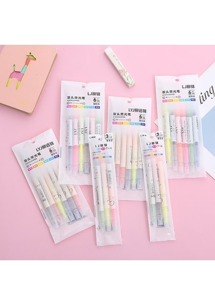 6 Adet 6 Renk Stili Et, Öğrenci Renkli Eğik Başlıklı Çift Başlı Fosforlu Kalem, Çizgiye Odaklanma, Grafiti, El Hesabı Kalemi, Suluboya Kalemi (Yurt Dışından) fiyatları