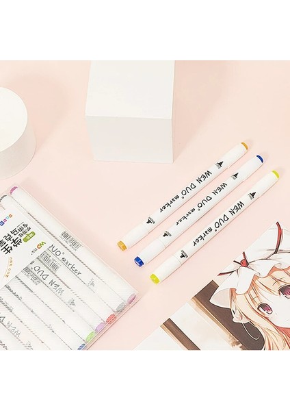 12 Renk Pvc Satış Stili Renkler Çizim Için Sanat Işaretleyiciler Çift Uçlu Fırça Kalem Işaretleyiciler Set Graffiti Kaligrafi Kroki Gömlekleri (Yurt Dışından)