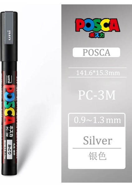 Gümüş Tarzı Uni Posca Pc-3m Orta Mermi Uçlu Işaretleme Kalemleri Grafiti Su Bazlı Renkli Işaretleme Kalemleri Kalıcı Boya Işaretleme Kalemleri Ofis Kırtasiye (Yurt Dışından)