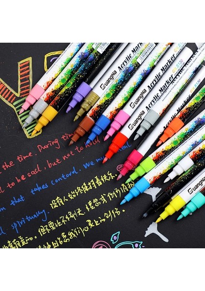 24 Renk Stili Renkler Akrilik Boya Marker Kalem Seti Seramik Kaya Cam Ahşap Kumaş Tuval Boyama Kartı Kalem Dıy Sanat Işaretleyiciler (Yurt Dışından) fiyatları