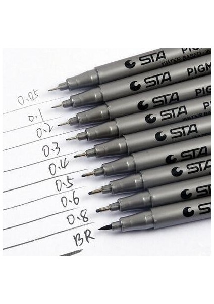 No.6 Tarzı 1 Adet Pigment Liner Pigma Mikron Mürekkep Işaretleme Kalemi Farklı Uçlu Siyah Fineliner Eskiz Kalemleri (Yurt Dışından) fiyatları
