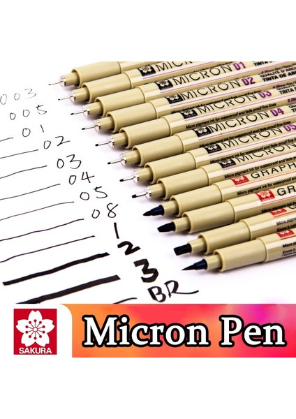 7 Parça Set Stili Sakura Pigma Mikron Kalem Seti Su Geçirmez, Sızdırmaz Pürüzsüz Siyah Mürekkep Çizim Işaretleyicileri Fineliner El Yazısı Yazı Tekenen (Yurt Dışından) fiyatları