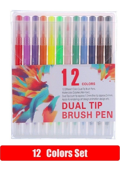 12 Renk Set Stili Graffiti Marker Kalemler Suluboya Renkli Çizim Için Işaretleyiciler Çift Fırça Kalem ve Çizim Gömlekleri Sanat Malzemeleri Kırtasiye (Yurt Dışından)