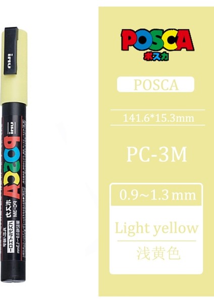Açık Sarı Stil Uni Posca Pc-3m Orta Mermi Uçlu Işaretleme Kalemleri Grafiti Su Bazlı Renkli Işaretleme Kalemleri Kalıcı Boya Işaretleme Kalemleri Ofis Kırtasiye (Yurt Dışından)